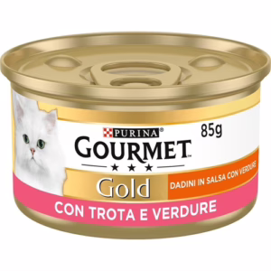 Gourmet gold dadini in salsa verdure, trota e verdure 85gr