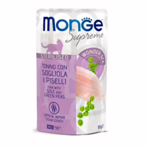 Monge buste supreme sterilised tonno con sogliola e piselli 80g