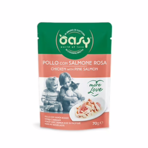 Oasy more love busta pollo con salmone rosa 70 gr