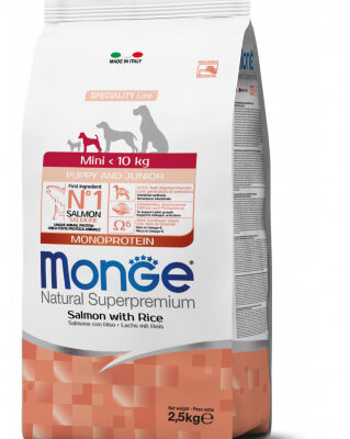 Monge Natural Superpremium Mini Puppy & Junior Monoprotein Salmone con Riso