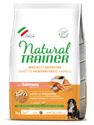 Trainer Sensitive Medium&Maxi Puppy&Junior No Gluten con Salmone e Cereali Integrali