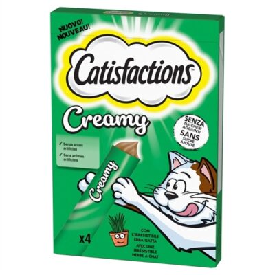 Catisfactions Creamy Erba Gatta 4x10gr - Snack Cremoso per Gatti