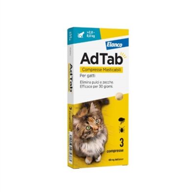 ADTAB GATTO >2-8 KG, 3CPR - Antiparassitario Masticabile per Gatti
