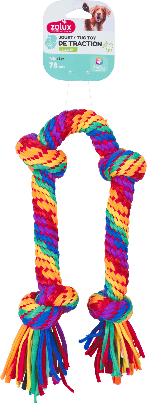 Zolux Gioco Corda Arcobaleno 4 Nodi 78cm