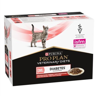 Purina ProPlan Veterinary Diets DM Diabetes Manzo 10x85g per Gatti con Diabete