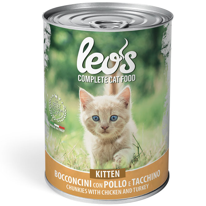 Leo’s Bocconcini con Pollo e Tacchino Kitten 415g
