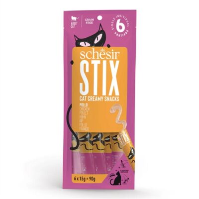 SCHESIR STIX POLLO 12X15G - Snack Cremoso per Gatti