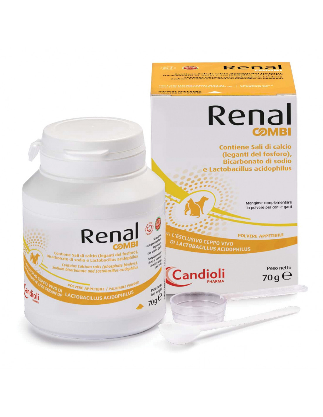 Renal Combi Integratore per Cani e Gatti 70 g – Supporto della Funzione Renale e del Benessere Urinario