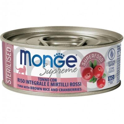 Monge Supreme Sterilised Tonno con Riso Integrale e Mirtilli Rossi 80g