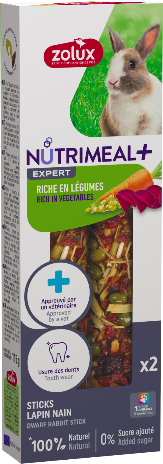 Nutrimeal Stick Premium Conigli Verdure 115g