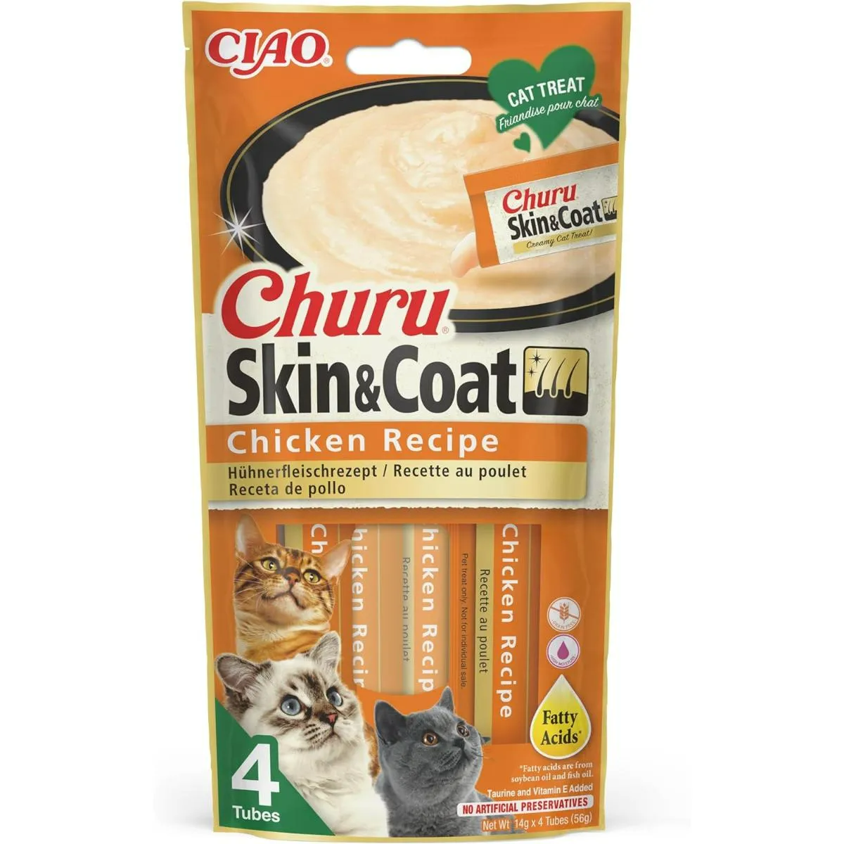 Churu Snack Cremoso Skin&Coat con Pollo 4x14g