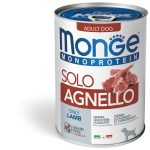 Monge Monoproteico Paté 400g – Alimento Umido Monoproteico per Cani Adulti - Solo Agnello - Adult