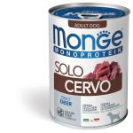 Monge Monoproteico Paté 400g – Alimento Umido Monoproteico per Cani Adulti - Solo Cervo - Adult