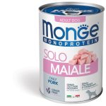Monge Monoproteico Paté 400g – Alimento Umido Monoproteico per Cani Adulti - Solo Maiale - Adult