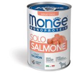Monge Monoproteico Paté 400g – Alimento Umido Monoproteico per Cani Adulti - Solo Salmone - Adult