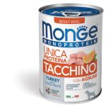 Monge Monoproteico Paté 400g – Alimento Umido Monoproteico per Cani Adulti - Solo Tacchino con Agrumi - Adult