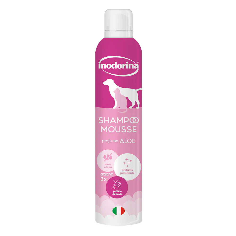 Inodorina Shampoo Mousse a Secco Aloe Vera 300ml per Cani e Gatti