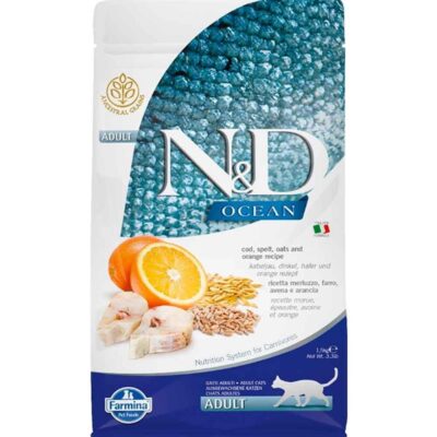 N&D Ocean Adult Merluzzo, Farro, Avena e Arancia 1,5Kg