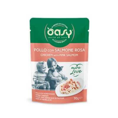 OASY More Love Pollo e Salmone Rosa 70g - Cibo Umido per Gatti