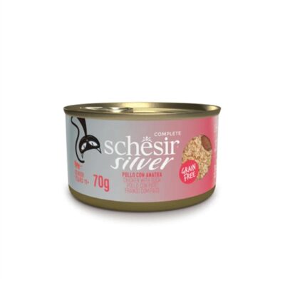 SCHESIR SILVER Filetti di Pollo e Anatra 70g per Gatti Anziani