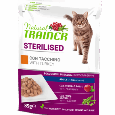 Natural Trainer Sterilised Adult Bocconcini in Salsa 85g