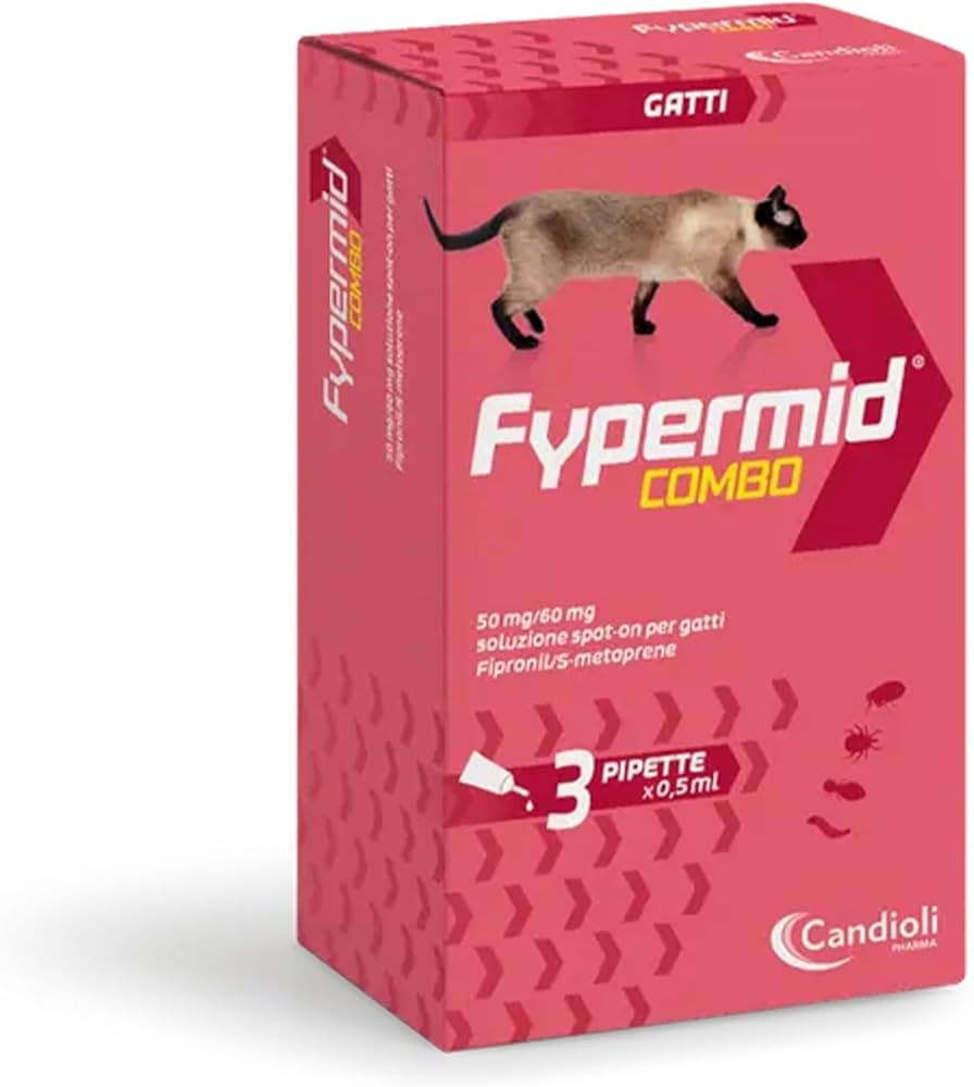 Fypermid Combo Antiparassitario Spot-On per Gatti – 3 Pipette contro Pulci, Zecche e Pidocchi