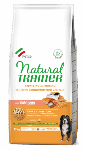 Trainer Sensitive Medium&Maxi Mature con Salmone e Cereali Integrali 12kg