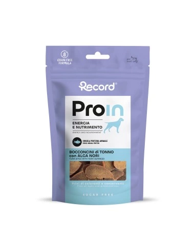 Record Snack Naturale ProIn Bocconcini di Tonno 75 g per Cani – Premio Morbido ad Alto Contenuto di Tonno