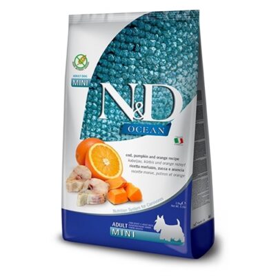 N&D Ocean Adult Mini Merluzzo, Zucca e Arancia 800g
