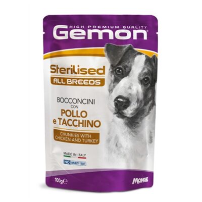 GEMON Dog Busta All Breeds Sterilised Bocconcini Pollo e Tacchino 100g