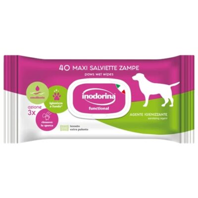INODORINA 40 Salviette Detergenti per Zampe Cane