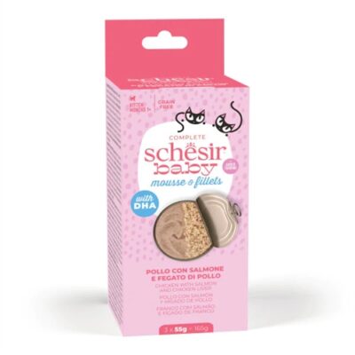SCHESIR BABY POLLO CON SALMONE MOUSSE E FILETTI 3X55G