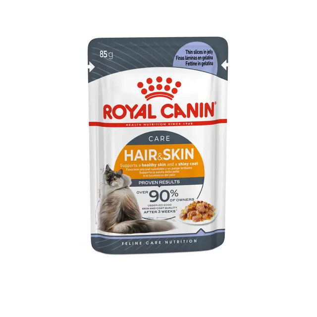Royal Canin Hair & Skin Care in Gelatina – Alimento Completo per Gatti Adulti con Pelle Sensibile e Mantello Spento