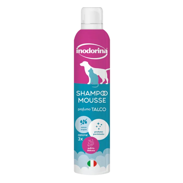 Inodorina Shampoo Mousse a Secco Talco 300ml per Cani e Gatti