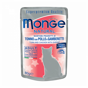 Monge Bustine Tonno, Pollo e Gamberetti 80g