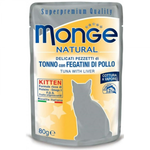 Monge Bustine Kitten Tonno e Fegatini 80g