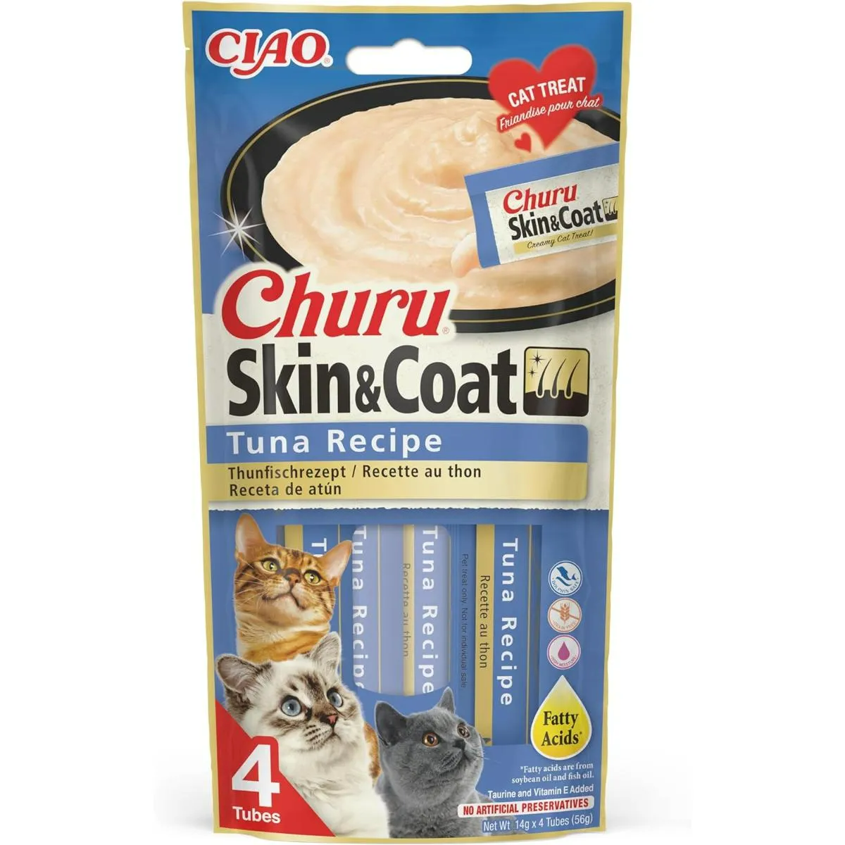 Churu Snack Cremoso Skin&Coat con Tonno 4x14g